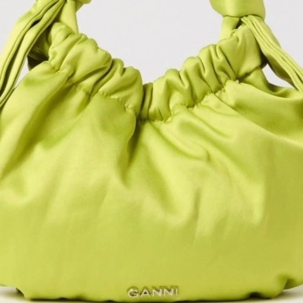 GANNI Occasion Small Hobo Bag Puffy Knotted Handle Lime Green One Size